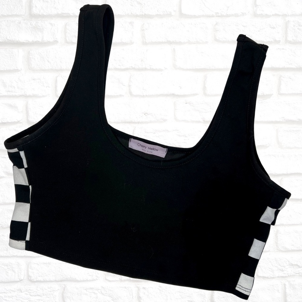 🍒CHERRY MELLOW🍒 Black Checkered Crop Tank Top